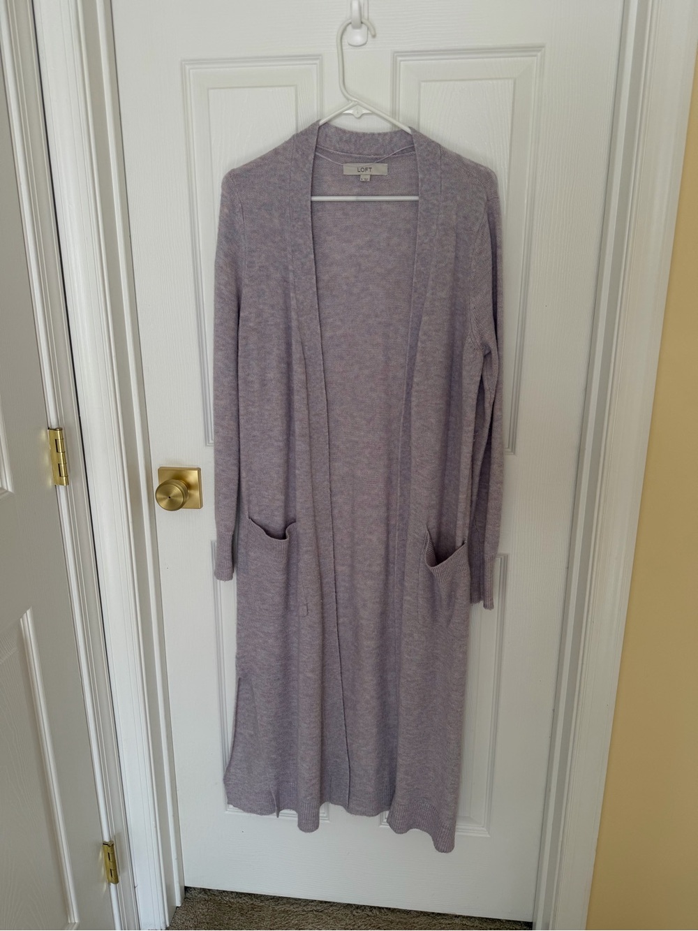 LOFT Lavender Open-Front Long Cardigan